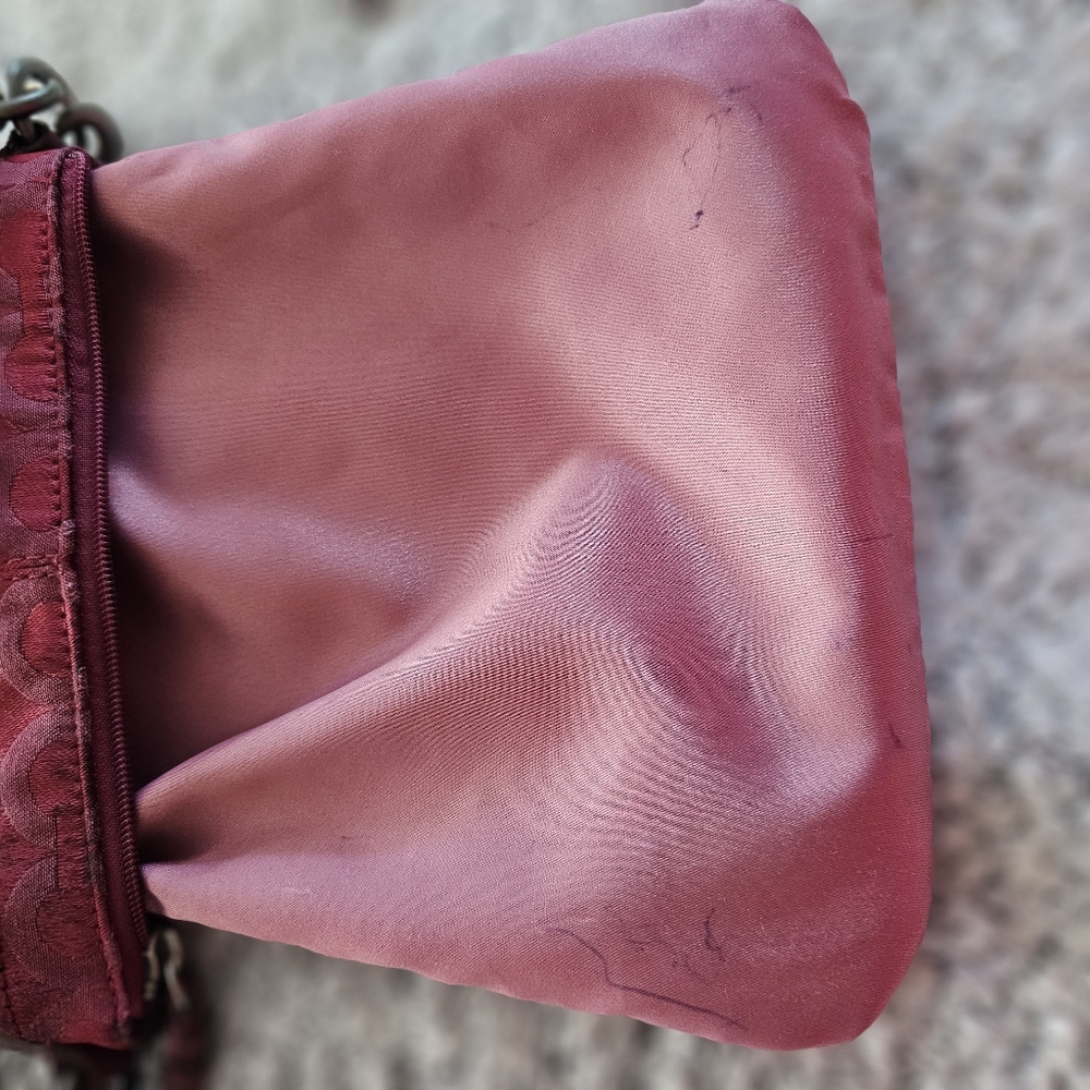 Coach Brooke Pleated Crossbody/Shoulder Bag Maroon Red - Picture 14 of 14